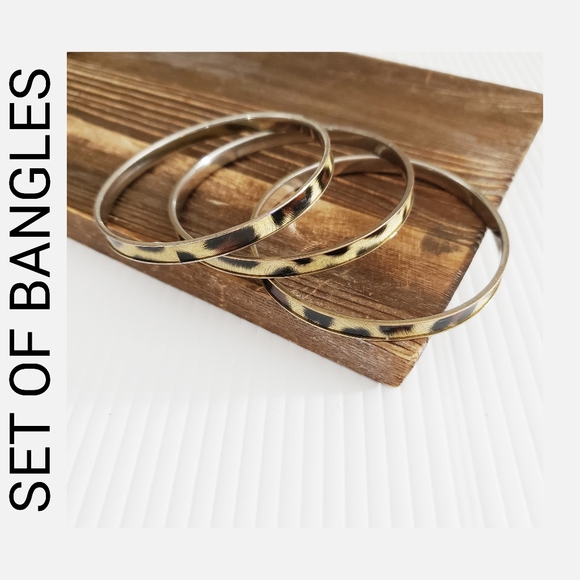 bracelets Jewelry - Set of 3 Bangle Animal Print Bracelets